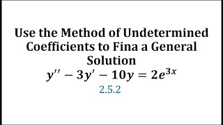 Ex 1 Method of Undetermined Coefficients to Find the General Solution exponential [upl. by Clauddetta]