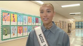 Miss USA Elle Smith visits Blott Guy Elementary in Liberty to promote Smile Train [upl. by Erbas]