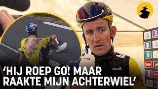 Tiesj Benoot zucht na zware val Wout van Aert quotHij riep GO maar raakte mijn achterwielquot [upl. by Edithe]