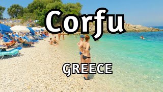 Kassiopi Corfu Greece  The most beautiful beach in Corfu  Bataria beach walk 4k [upl. by Shaya343]