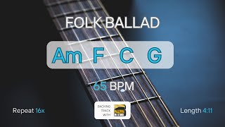 Cream Slow Folk Ballad BACKING TRACK  65 BPM  Am F C G  Perfect for Practice [upl. by Burkle]