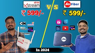 Airtel Xstream Fiber 599 Vs Jio Fiber 599 🤩  30mbps  Total Cost  Benefits  Installation [upl. by Nnylyar]