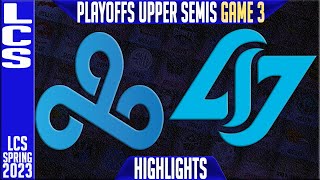 C9 vs CLG Highlights Game 3  LCS Spring 2023 Playoffs Upper Semifinal  Cloud9 vs CLG G3 [upl. by Zetnwahs]