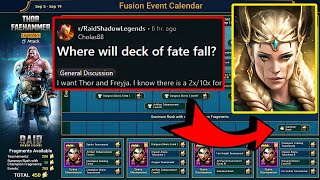 Speculation When Is The Guaranteed Freyja Deck Of Fate Event  Raid Shadow Legends [upl. by Utimer172]