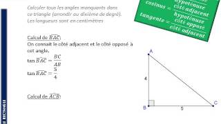 3ème  LE TRIANGLE RECTANGLE  Trigonométrie Calcul dangles [upl. by Fontes]