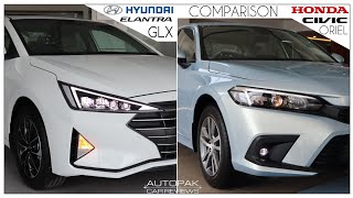 Hyundai Elantra GLS 2022 VS Honda Civic Oriel 2022  Which one  Detailed Comparison with Price [upl. by Naie16]