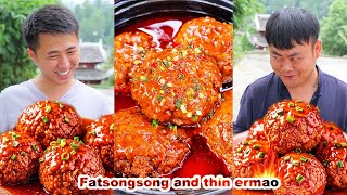 Even the spicy beef rolls couldnt make Ermao feel spicy🔥  songsong and ermao  mukbang [upl. by Acirrehs]