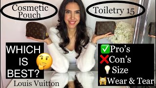 Louis Vuitton Cosmetic Pouch vs Toiletry 15  Review About Pros Cons Wear   Fashion Cabin [upl. by Atniuq]