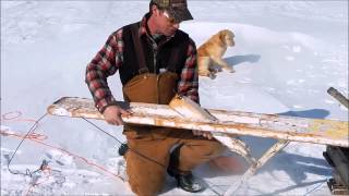 setting a gill net under the ice [upl. by Ennairrek]