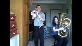 The Flintstones theme trombone and tuba duet cover [upl. by Husein]