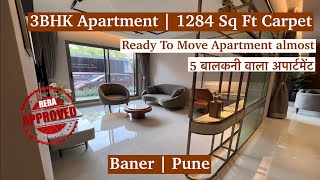 3BHK Spacious Apartment with 5 Balconies in Baner Pune  1284 Sq ft Carpet Area  Luxury Living [upl. by Bordie96]