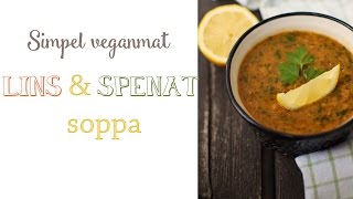 Röd linssoppa med spenat  Simpel veganmat  Näringsrik och värmande [upl. by Hairabez]