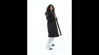 ASOS DESIGN Borg Lined Longline Rain Coat Shiny Black Women  Asos [upl. by Renrew280]