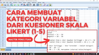 Cara Membuat Kategori Variabel Dari Kuesioner Skala Likert 15 Menggunakan SPSS [upl. by Pisano172]