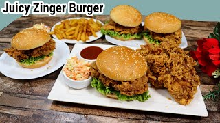 Homemade Zinger Burger Complete Step By Step Recipe With Coleslaw amp Secret Sauce Best Zinger Burger [upl. by Emmuela919]