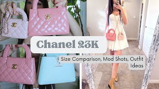 Chanel 23K Nano Kelly Bag Size Comparison w LV Capucines mini Mod Shots Outfit Ideas [upl. by Eener]