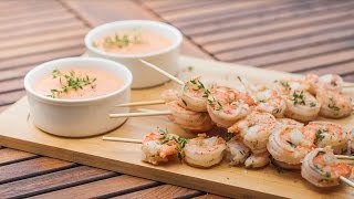 Brochettes de scampis et paprika dip  FR [upl. by Margarita]