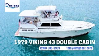 FOR SALE 1979 Viking Yachts 43 Double Cabin Virtual Video Tour [upl. by Catima486]