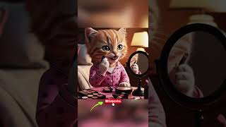 Little Kitten Do Makeup For The First Time🩷cat cute funny ai [upl. by Arymahs]