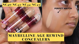 Maybelline Instant Age rewind dark circle eraser concealers swatches CaramelSandButterscotchNC40 [upl. by Eberhart965]