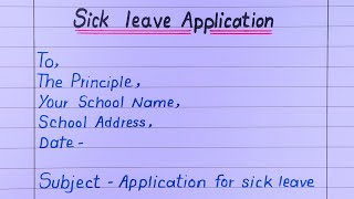 Write sick leave application to principal  Sick leave application class 10th [upl. by Sinnaiy]