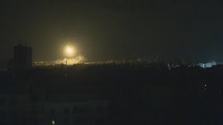 Israeli flares light up over Gaza City  AFP [upl. by Wordoow]