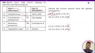 Match ListI with ListII relating to microbes and their products ListI Microbes ListII [upl. by Aztinad]