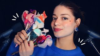 ASMR avec les doubles micros  chuchotements proches et collection de pinceauxstylos [upl. by Seiber]