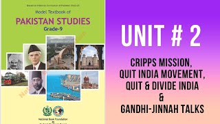 Class 9 Pakistan Studies Unit  2 Cripps Mission Quit amp Divide IndiaGandhiJinnah Talks FBISE [upl. by Tana]