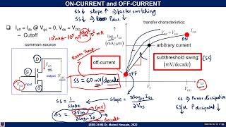 MOSFET Oncurrent offcurrent Threshold voltage Subthreshold swing DIBL GIDL SS  EEE  DU [upl. by Nenney]