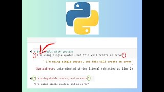 Python String Using Single Quotes and Apostrophe Syntax Error unterminated string literal [upl. by Enilrek]