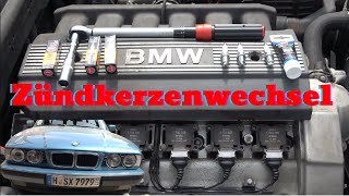 Zündkerzenwechsel E34 525i NGK 2288 BKR6EK [upl. by Nickles]