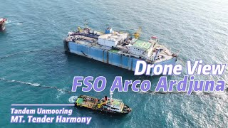 FSO Arco Ardjuna  Tandem Unmooring Tanker caught on Drone [upl. by Oniuqa]