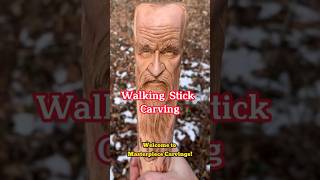 Carving a Face on a Walking Stick WoodCarving walkingsticks handmadecrafts carvings diy [upl. by Trakas]