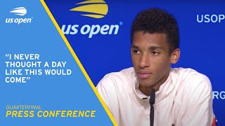 Felix AugerAliassime Press Conference  2021 US Open Quarterfinal [upl. by Odeen]