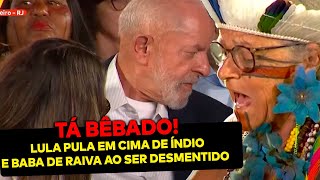 TÁ BÊBADO Lula parte pra cima de indígena e aos berros arranca microfone após ser desmascarado [upl. by Arretahs]