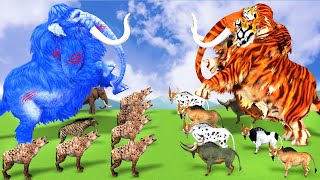 Giant Tiger Mammoth Elephant vs Zombie Mammoth Elephant Fight Cow Buffalo Save By Tiger Mammoth [upl. by Tatiana]