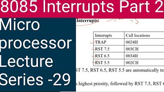 Microprocessor Lecture Series29Interrupts Part 28085Interrupts process Malayalam [upl. by Ainafetse]