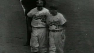 WS1952 Gm7 Jackie Robinson bunts for single in 4th [upl. by Eolc]