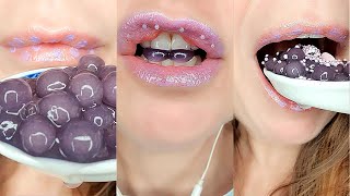 PURPLE TAPIOCA BOBA BALLS ASMR SATISFYING EATING SOUNDS [upl. by Akkina]