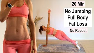 20 Min No Jumping Full Body Fat Loss Workout  No Repeat  No Equipment [upl. by Isle559]