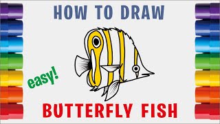 How to draw a butterflyfish  How to draw a fish  Cara menggambar ikan hias [upl. by Lachlan]