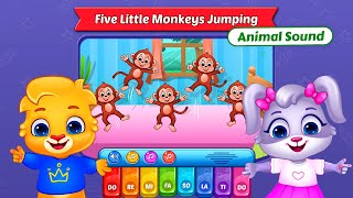 Lucas and Ruby Animal Sounds Song 4  Five Little Monkeys Jumping on the Bed  RV AppStudios Games [upl. by Erodasi]