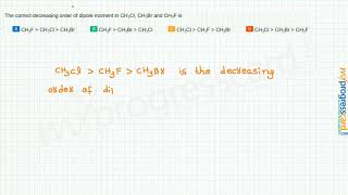 The correct decreasing order of dipole moment in CH3Cl CH3Br and CH3F is [upl. by Nylg]