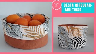 TUTORIAL  DIY  Cómo hacer una cesta circular  cesta circular de tela [upl. by Leseil]