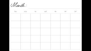 Free Printable Blank Monthly Calendar Minimalist Template Digital Calendar A4A5Letter SunMon [upl. by Kariotta]