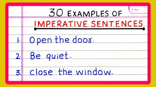 IMPERATIVE SENTENCES EXAMPLE  5  10  20  30 EXAMPLES OF IMPERATIVE SENTENCES in English Grammar [upl. by Cicely787]