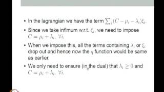 Mod09 Lec32 SVM formulation with slack variables nonlinear SVM classifiers [upl. by Adehsar276]