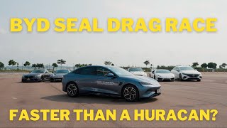 Drag racing the BYD Seal against supercars Faster than a Lamborghini [upl. by Waldman]