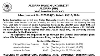 AMU Recruitment Teaching 22024 T Vacancies of Teaching in AMU All department s jobs Teaching 2024 [upl. by Elka]